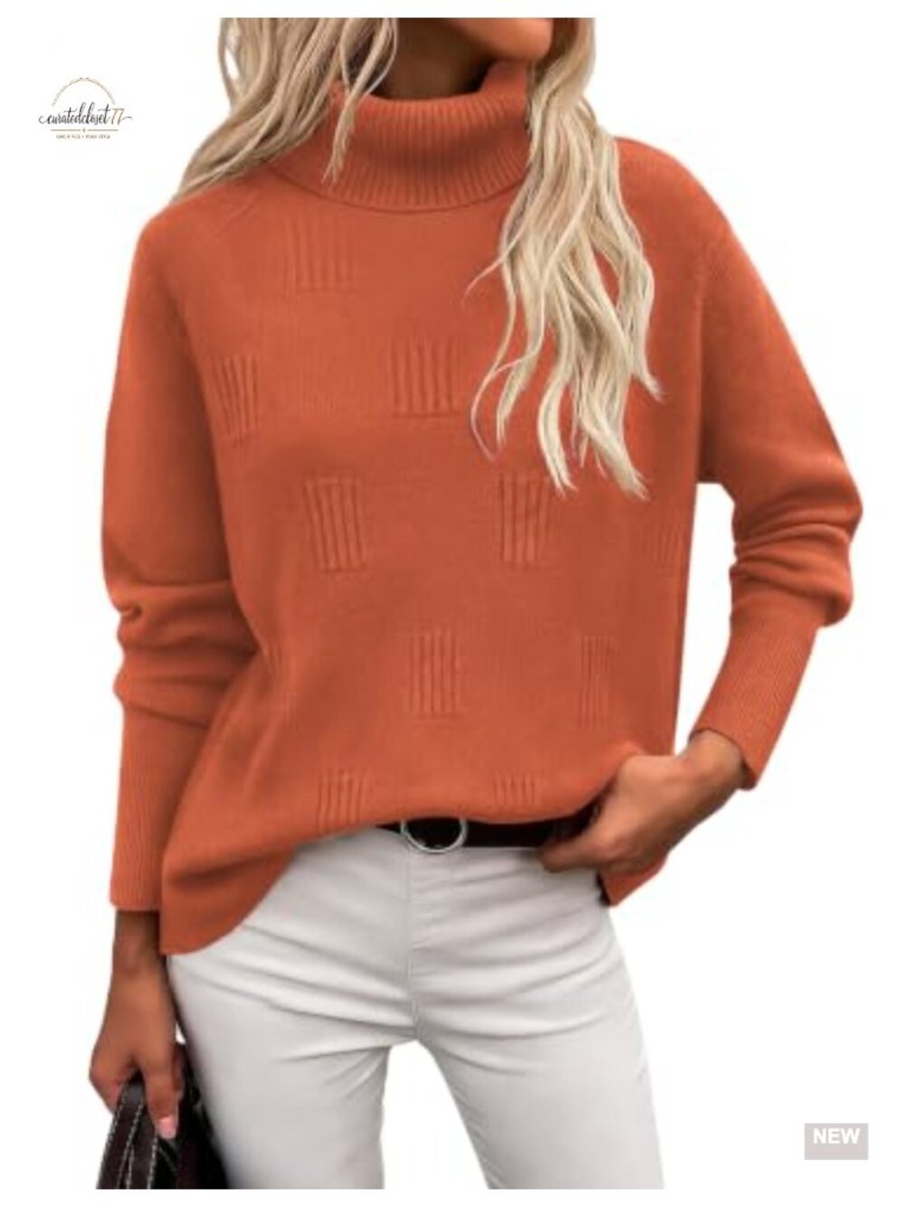 Turtleneck Sweater Long Sleeve Knitted Pullover for Women Fall Winter